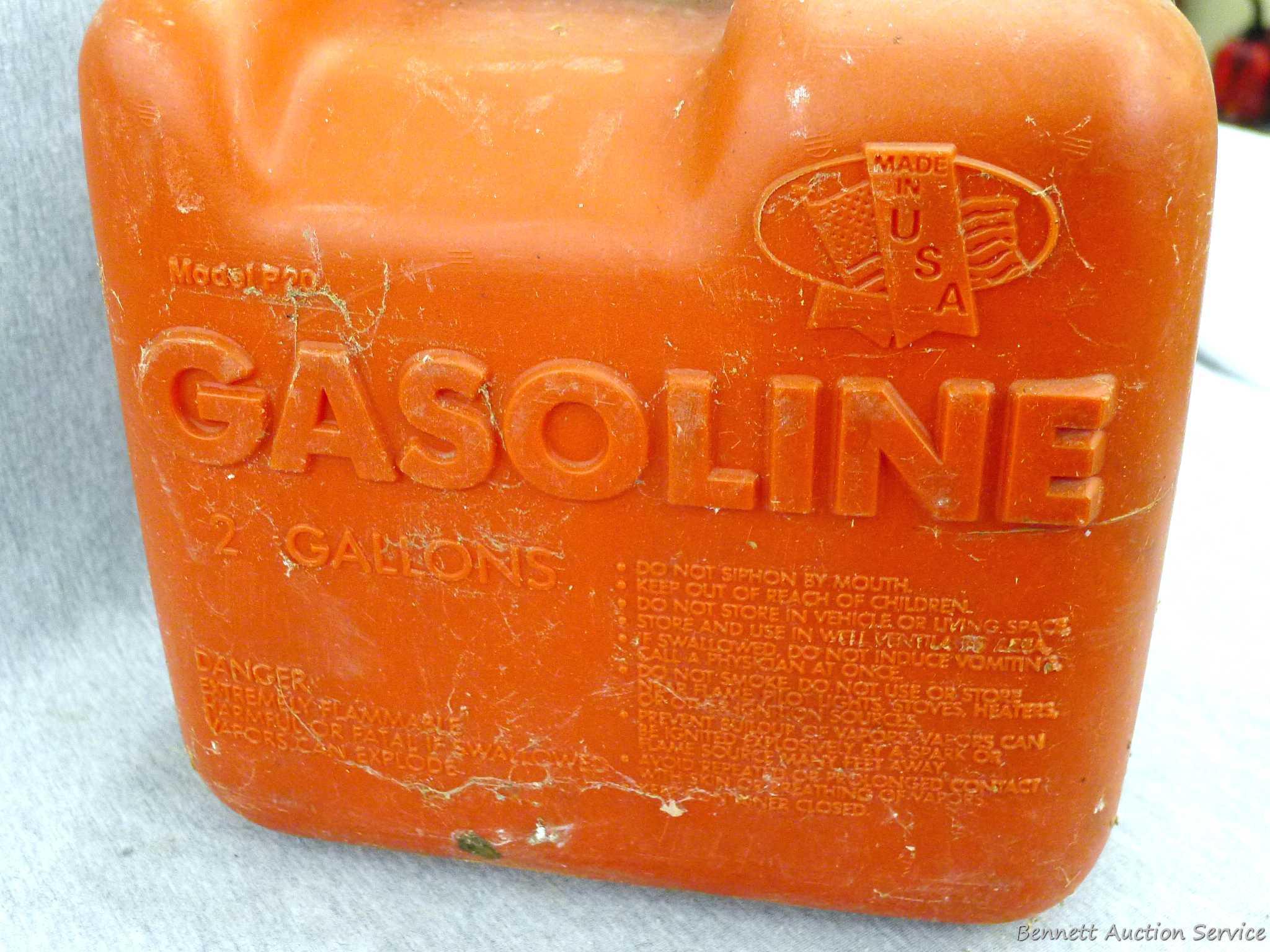 Lawn mower gas totes up to 2 gallon.