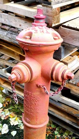 Antique fire hydrant by Rensselare, was patented 1895. Approx 4' tall and would look great in your