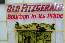 Old Fitzgerald sign boasts "Bourbon in it's Prime". Measures about 19" x 17" and is in good