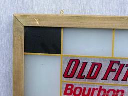 Old Fitzgerald sign boasts "Bourbon in it's Prime". Measures about 19" x 17" and is in good