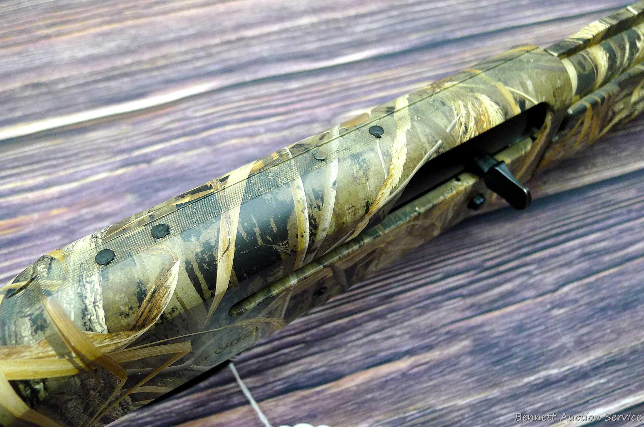 Stoeger M8000 semi automatic 12 gauge shotgun. Barrel is 26" and has a mirror bore, raised rib, high