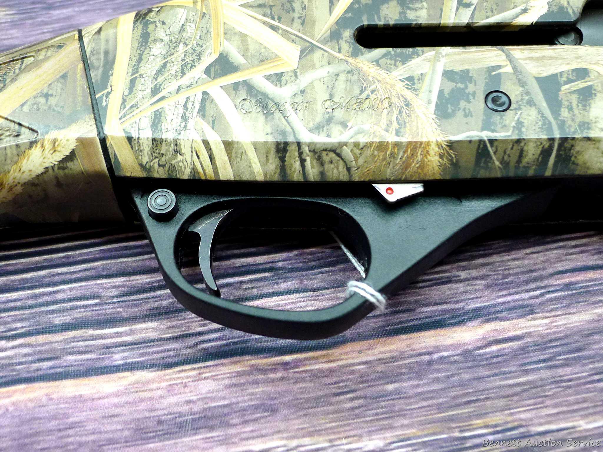 Stoeger M8000 semi automatic 12 gauge shotgun. Barrel is 26" and has a mirror bore, raised rib, high