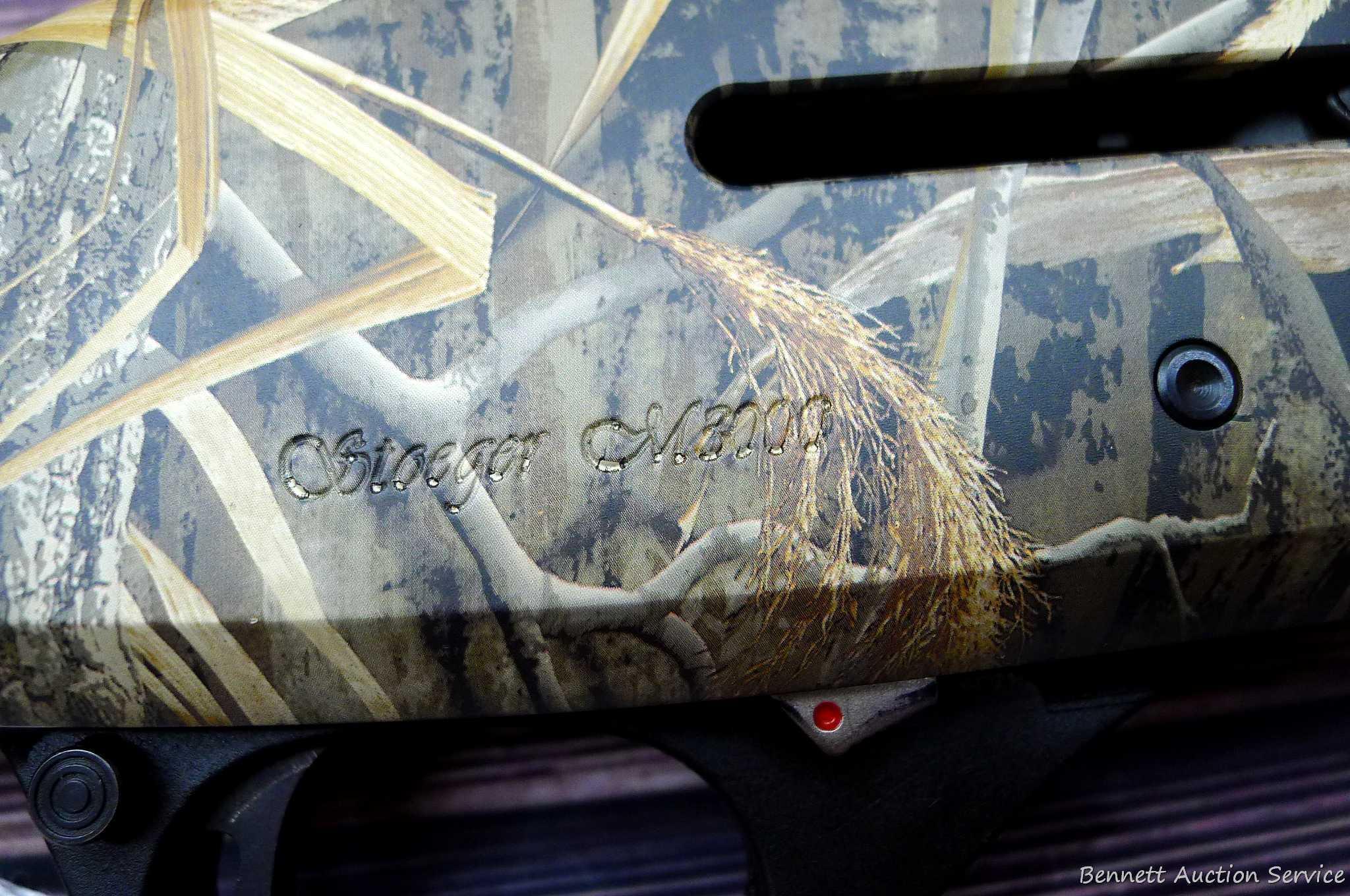 Stoeger M8000 semi automatic 12 gauge shotgun. Barrel is 26" and has a mirror bore, raised rib, high