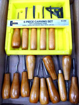 Stanley and other woodworking chisels up to 3/8" wide and down to nearly 1/8". Incl straight,