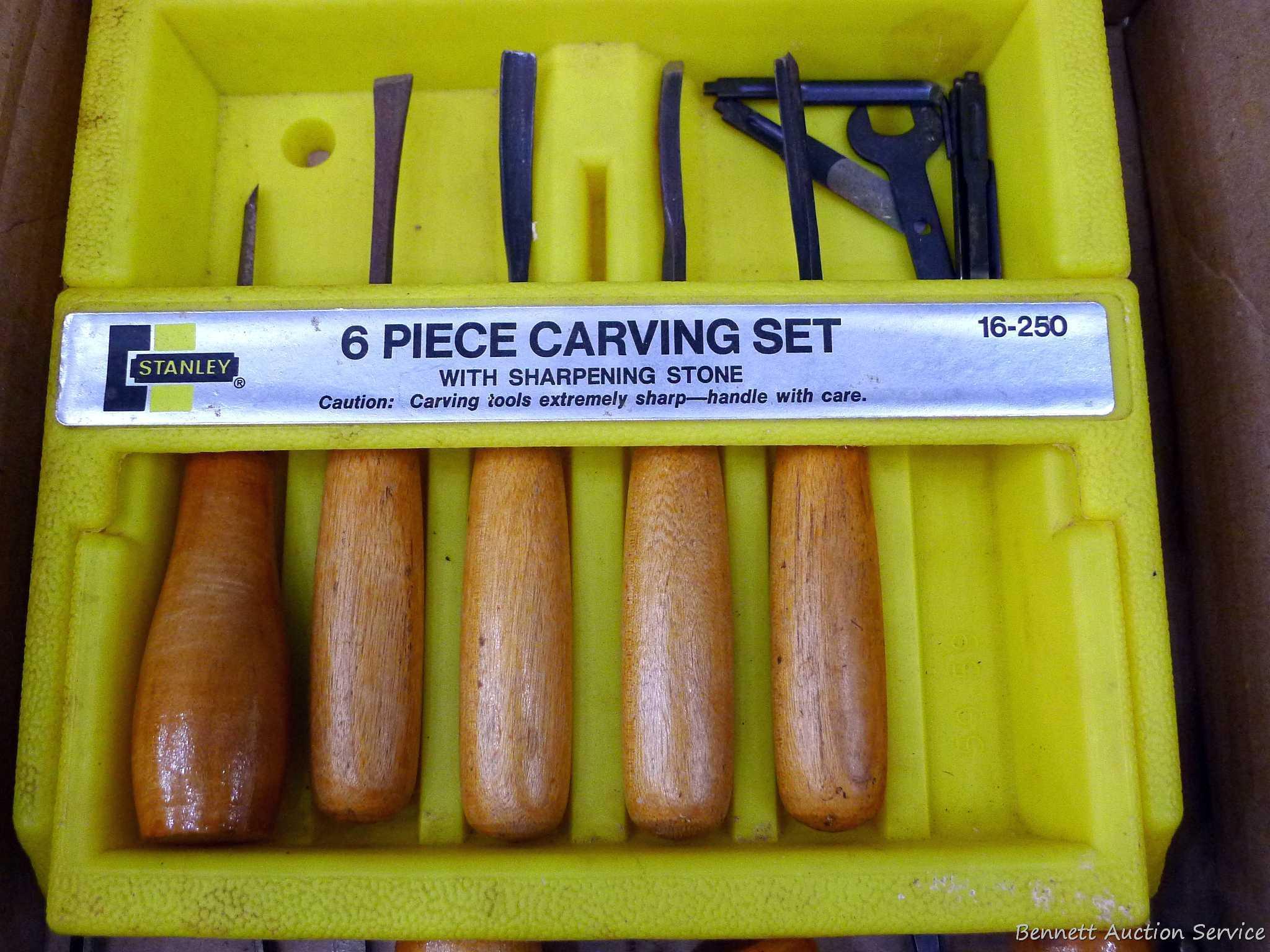 Stanley and other woodworking chisels up to 3/8" wide and down to nearly 1/8". Incl straight,