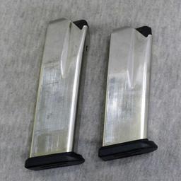 Springfield Armory .45ACP pistol magazines hold 10 and 13 rounds, larger about 5" tall.