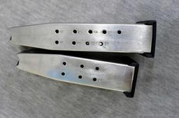 Springfield Armory .45ACP pistol magazines hold 10 and 13 rounds, larger about 5" tall.