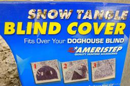 Ameristep Snow Tangle pattern ground blind cover fits over your doghouse blind.