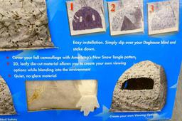 Ameristep Snow Tangle pattern ground blind cover fits over your doghouse blind.