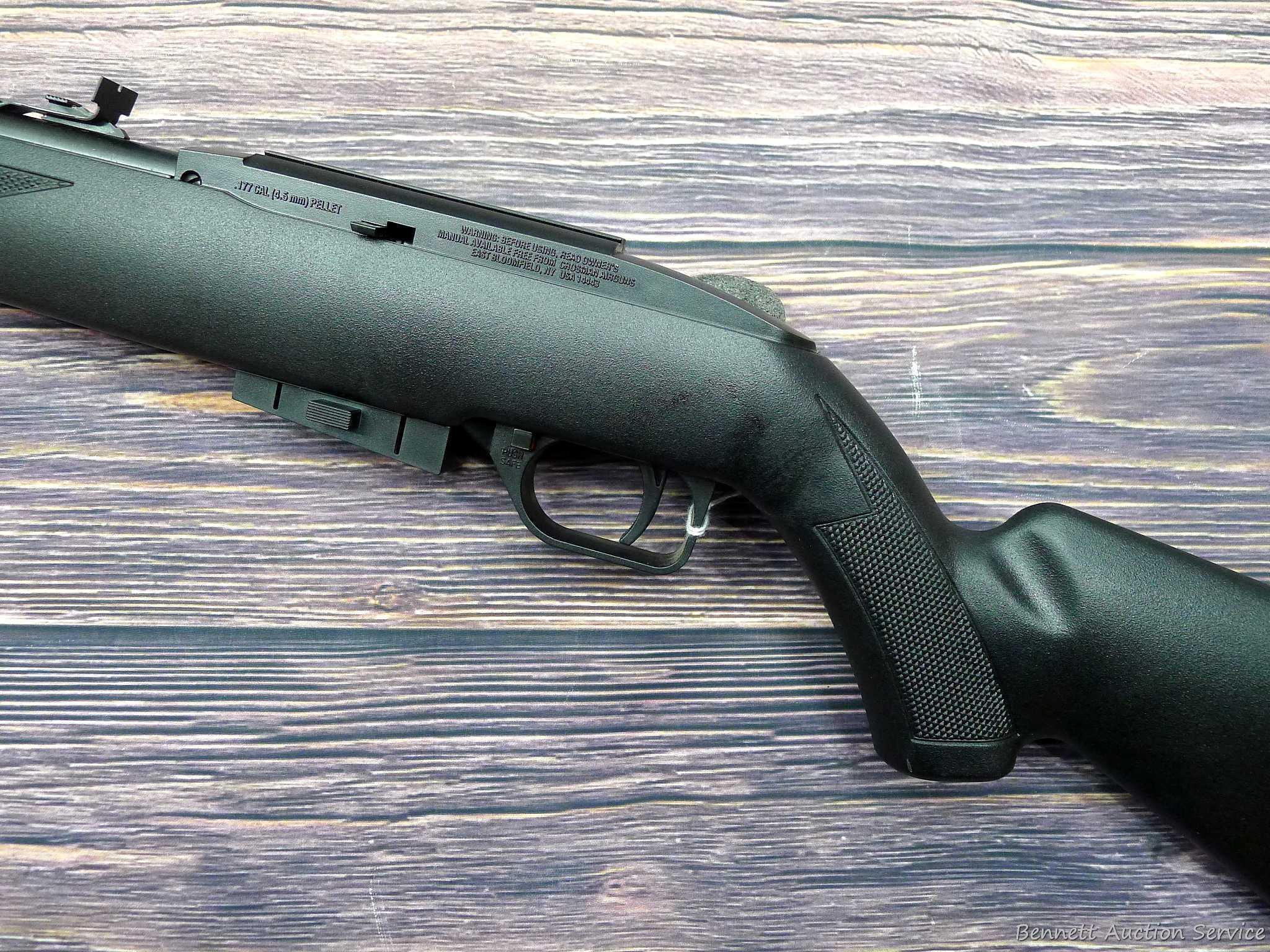 Crosman Model 1077 repeating air rifle with 12 shot rotary pellet magazine. Rifle is .177 cal and
