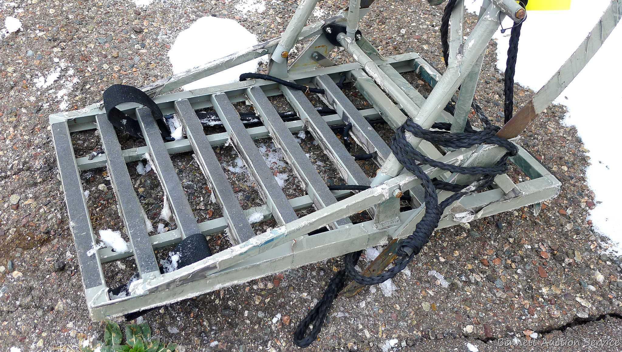 Nice Loggy Bayou climbing hunting tree stand has a 350 lb weight limit. Has 24" x 18" foot platform