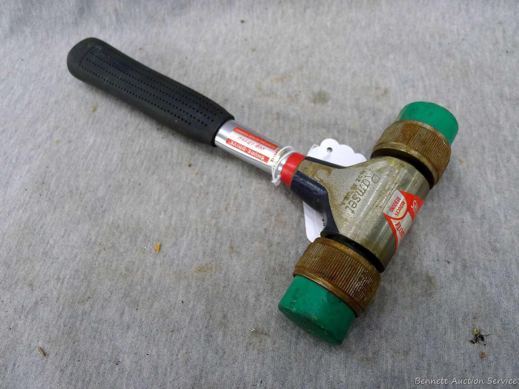 Ramset Shure-Dive floating action soft blow hammer with removeable hammer faces. Reduced rebound and