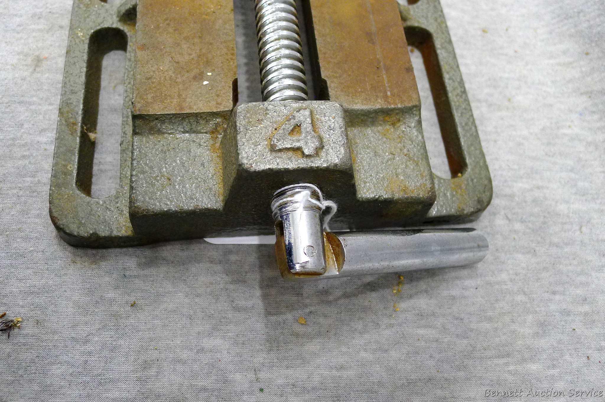 4'' drill vise with good jaws and two holes in base.