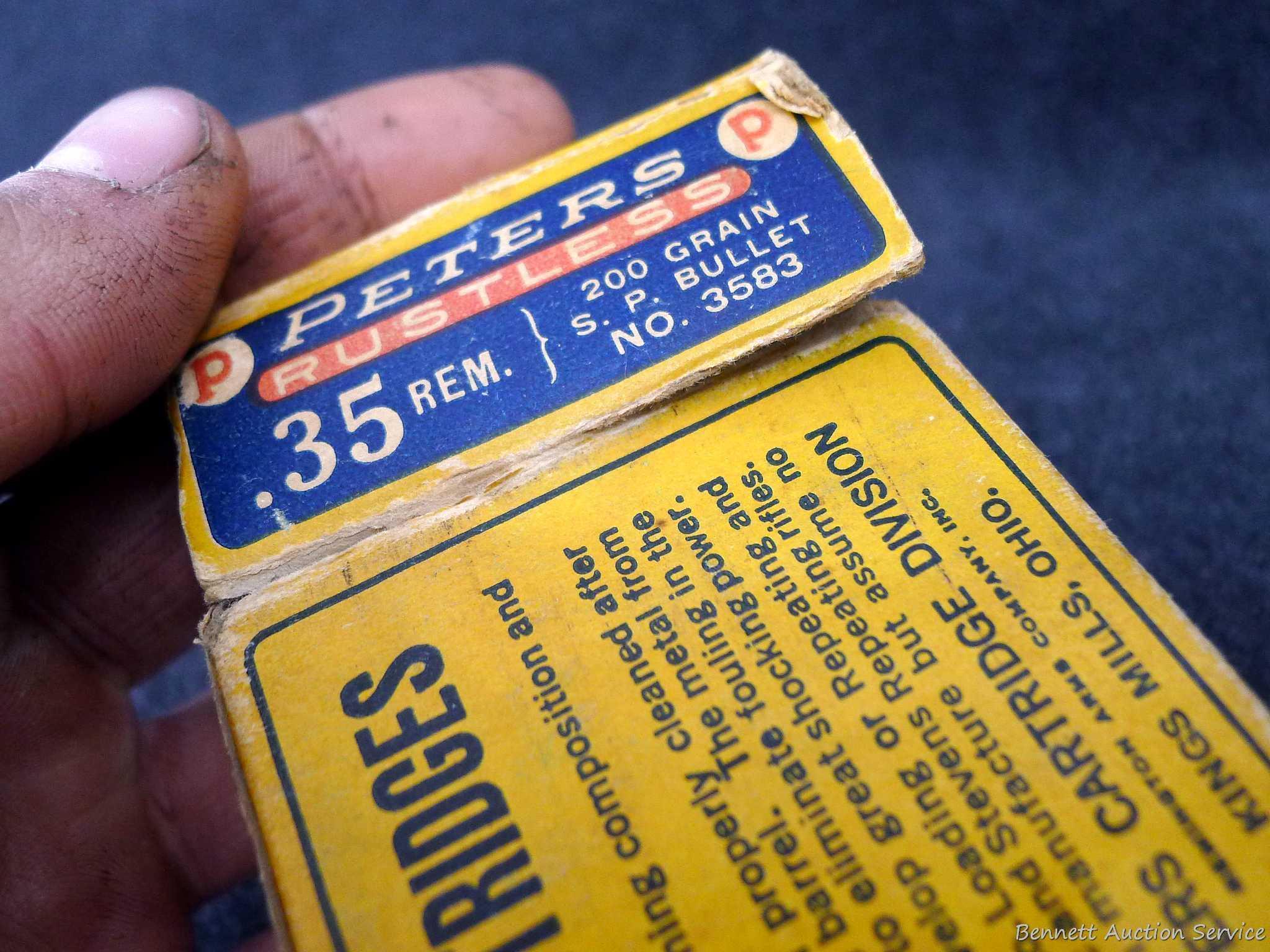 20 pieces of Peters brass in a classic Peters box, box has good colors and is in surprisingly good