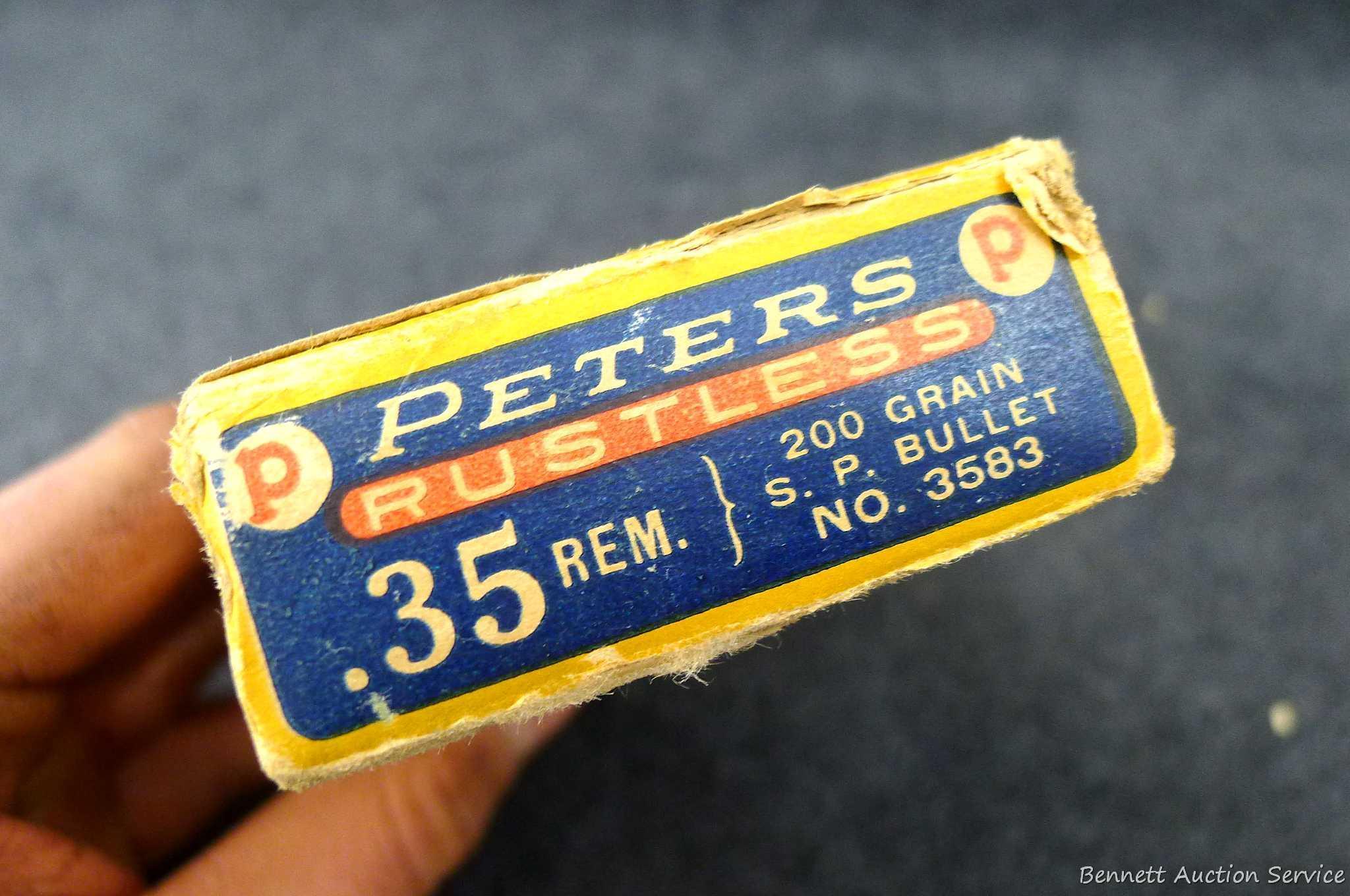 20 pieces of Peters brass in a classic Peters box, box has good colors and is in surprisingly good