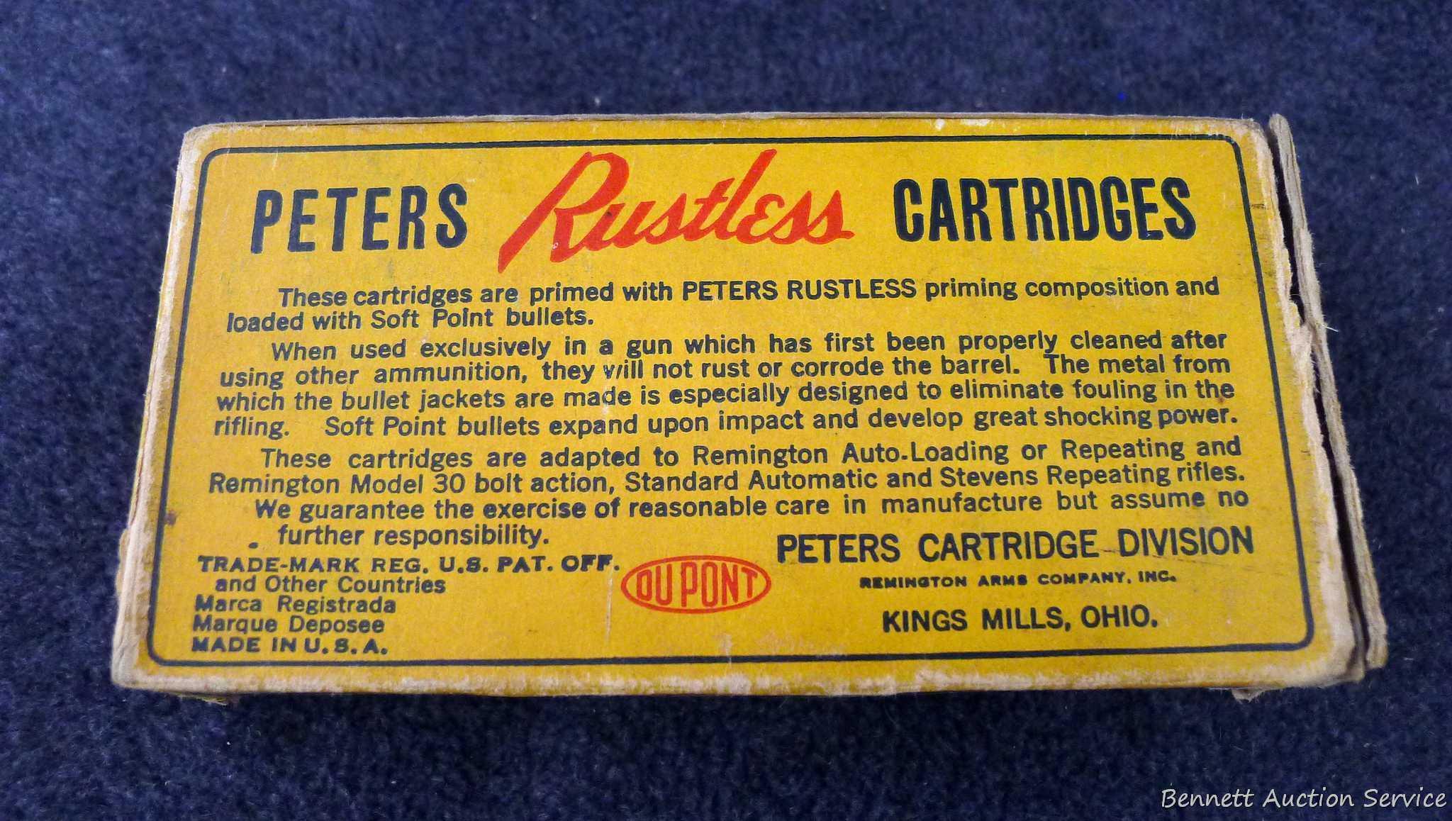 20 pieces of Peters brass in a classic Peters box, box has good colors and is in surprisingly good