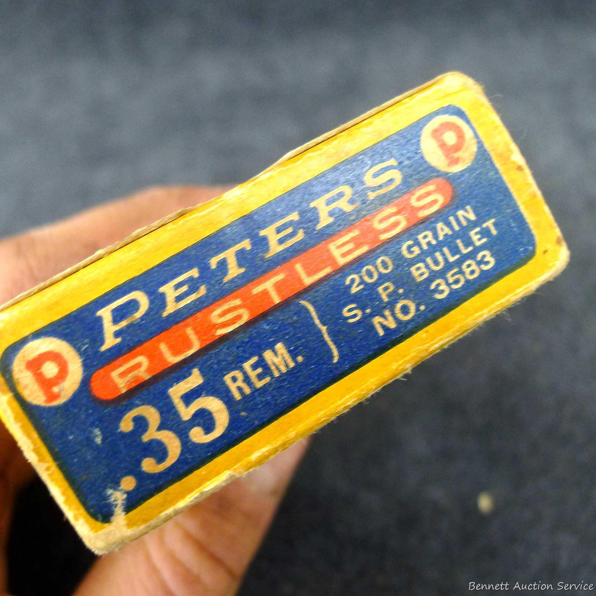 20 pieces of Peters brass in a classic Peters box, box has good colors and is in surprisingly good