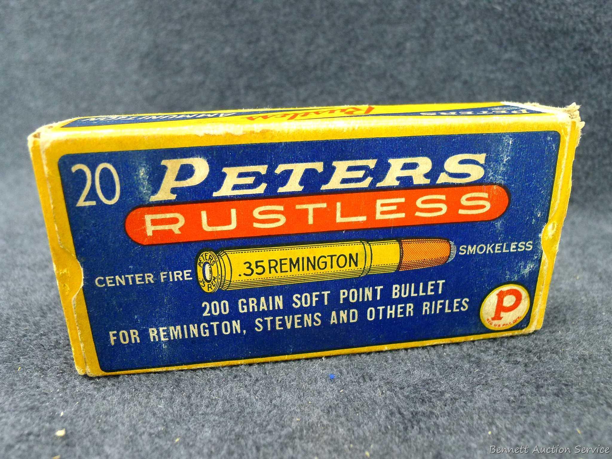20 pieces of Peters brass in a classic Peters box, box has good colors and is in surprisingly good