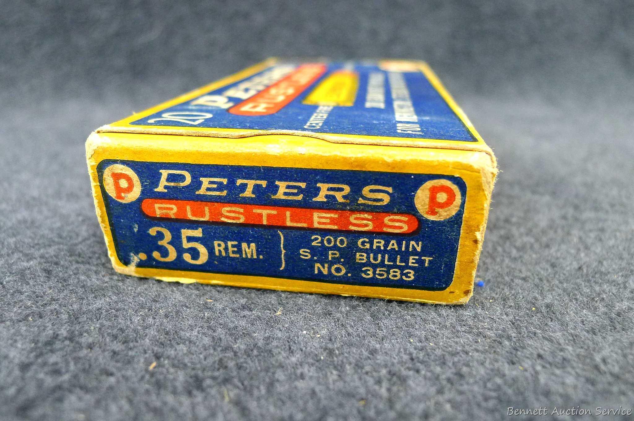 20 pieces of Peters brass in a classic Peters box, box has good colors and is in surprisingly good