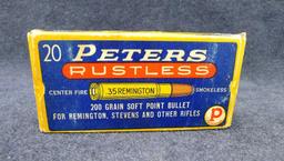 20 pieces of Peters brass in a classic Peters box, box has good colors and is in surprisingly good