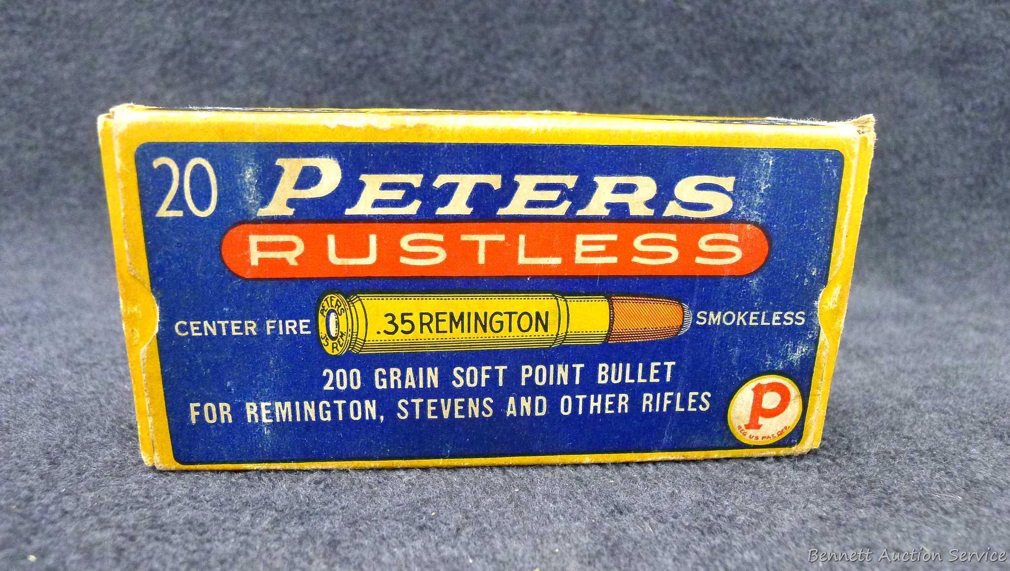 20 pieces of Peters brass in a classic Peters box, box has good colors and is in surprisingly good