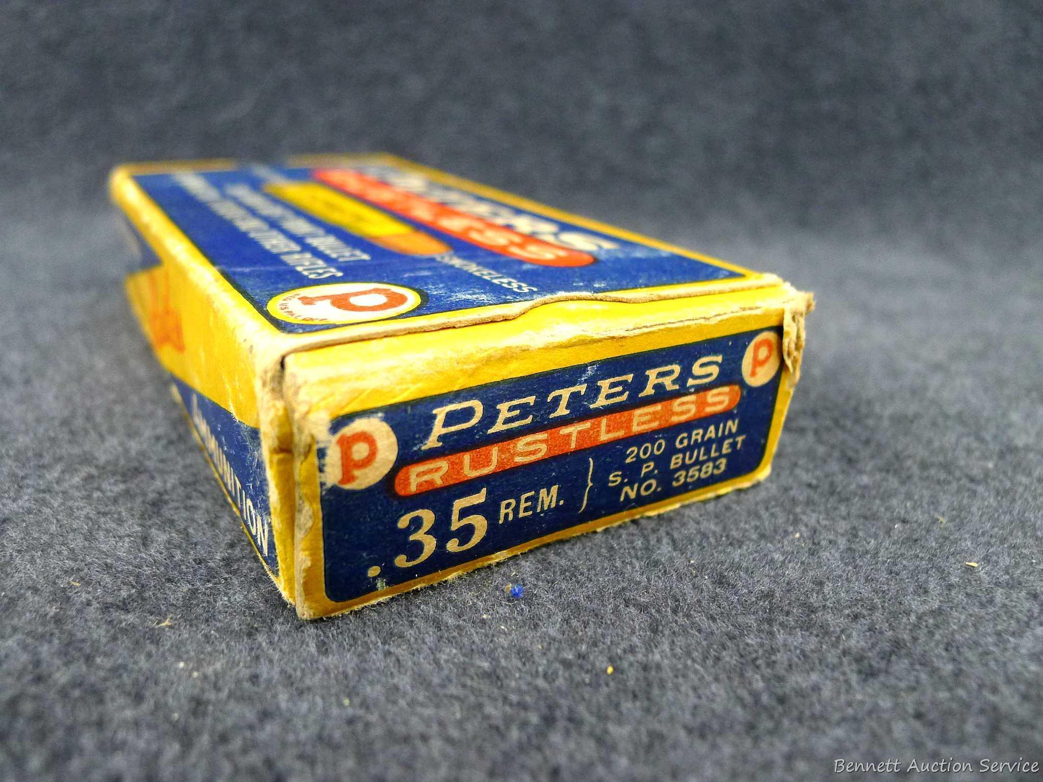 20 pieces of Peters brass in a classic Peters box, box has good colors and is in surprisingly good