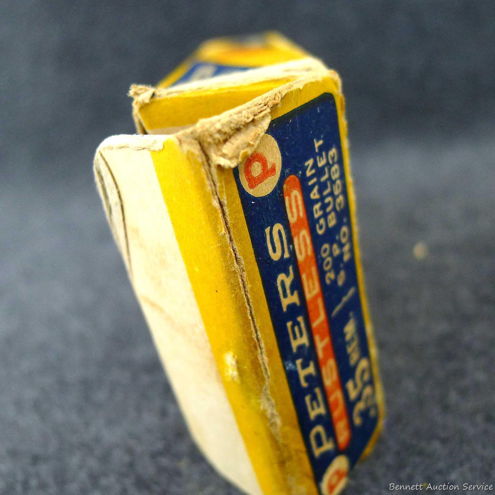 20 pieces of Peters brass in a classic Peters box, box has good colors and is in surprisingly good