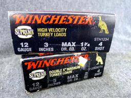 20 rounds of Winchester 12 gauge Supreme 3 inch no 4 shot turkey load shotshells ammunition