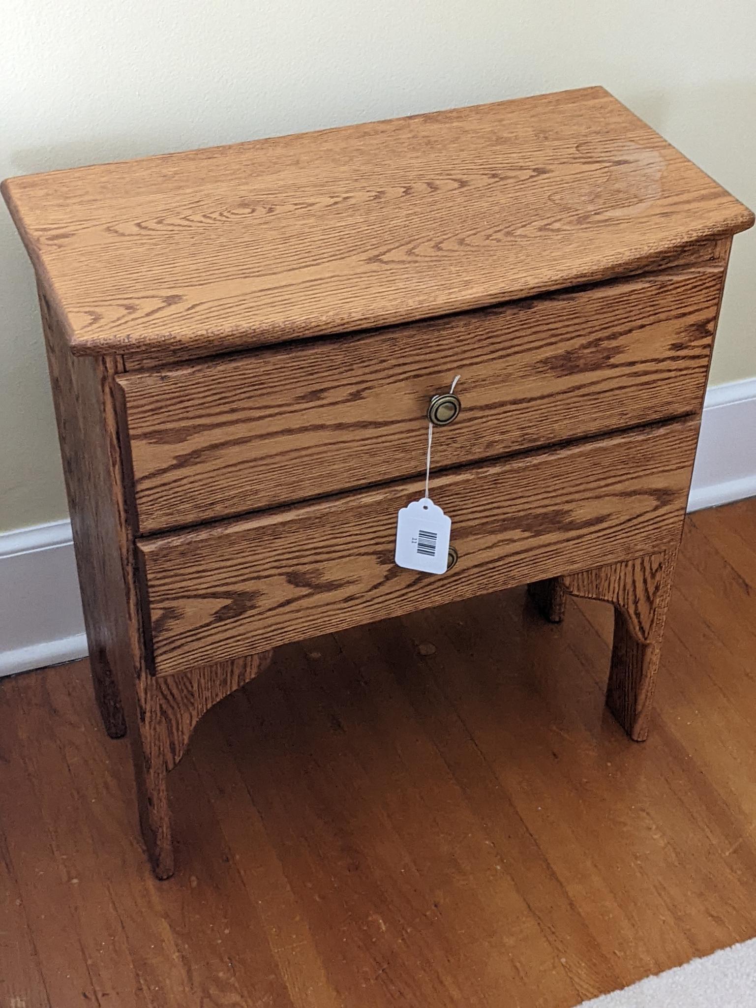 Sweet little nightstand is about 21" x 12" x 23" tall. Faint water mark noted on top, overall good