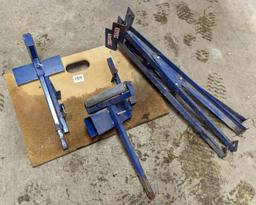 Trojan sawhorse legs, and sawhorse mountable long stock rollers. Rollers approx 10" wide.