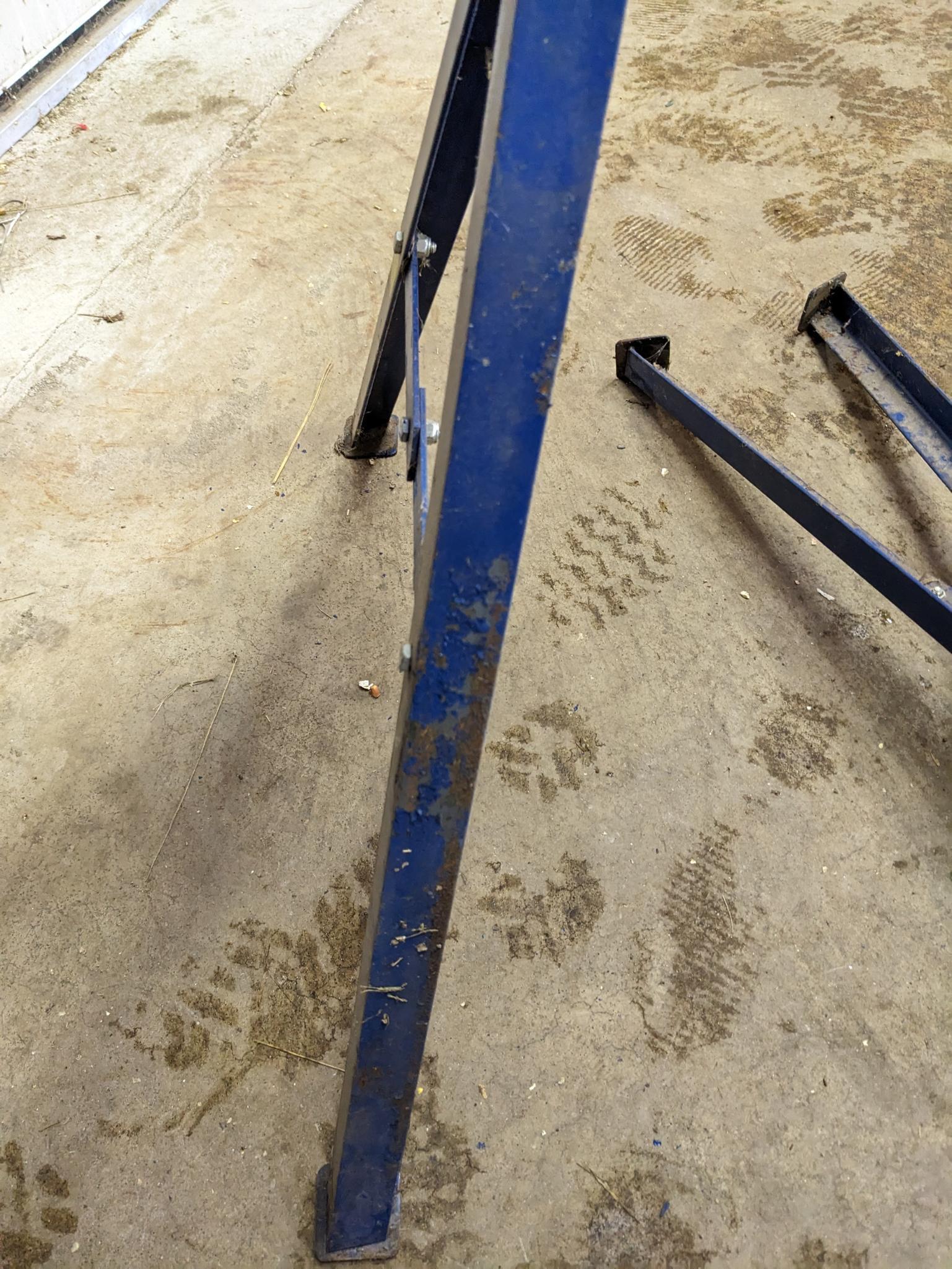 Trojan sawhorse legs, and sawhorse mountable long stock rollers. Rollers approx 10" wide.