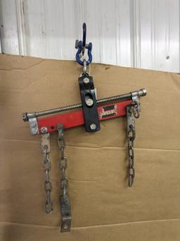 Engine puller / cherry picker tilt mechanism is about 17" wide. Once you use one of these, you'll