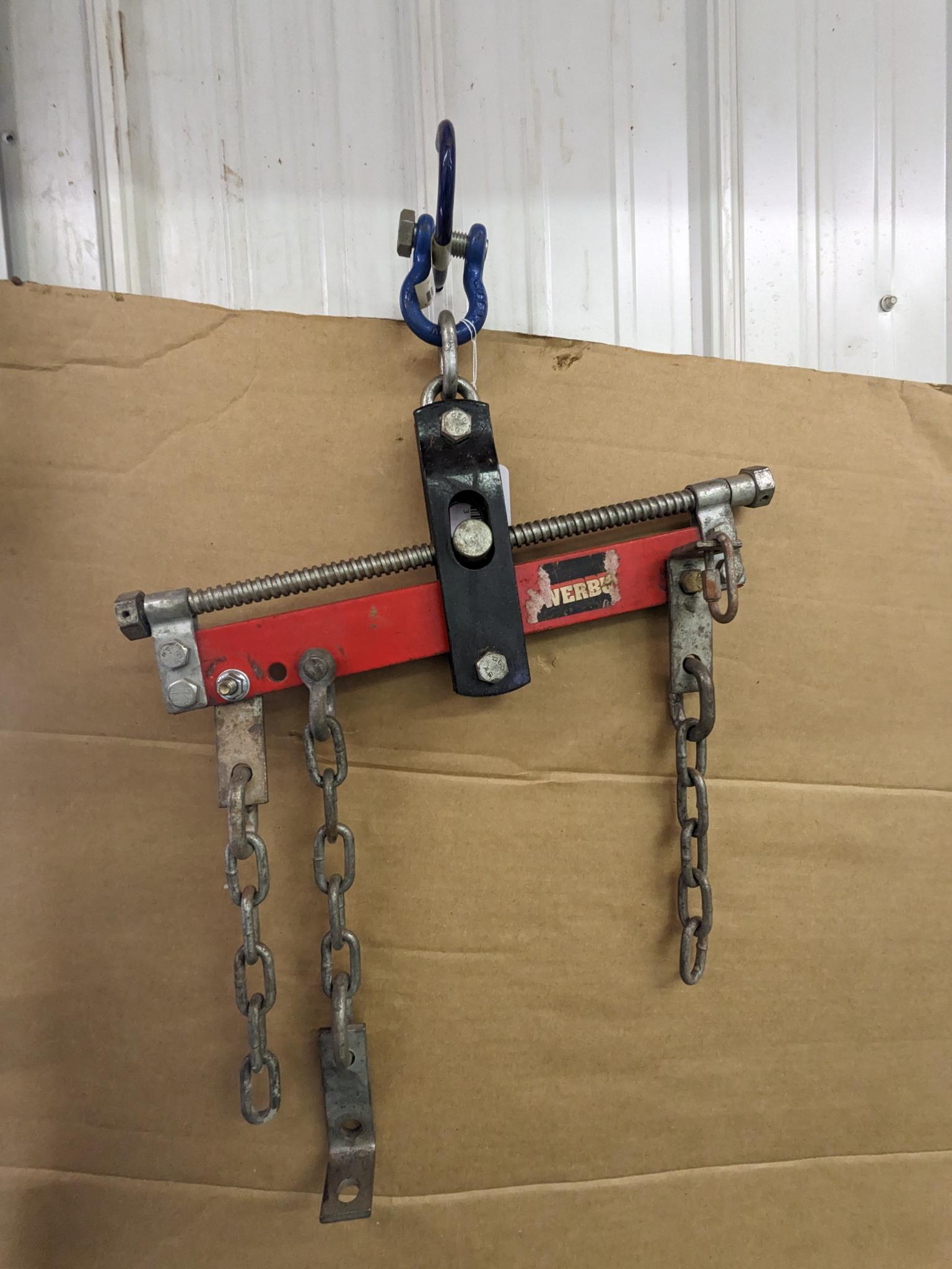 Engine puller / cherry picker tilt mechanism is about 17" wide. Once you use one of these, you'll