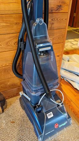 Hoover floor finishing machine features heated cleaning, Spin Scrub 50, upholstery and stain