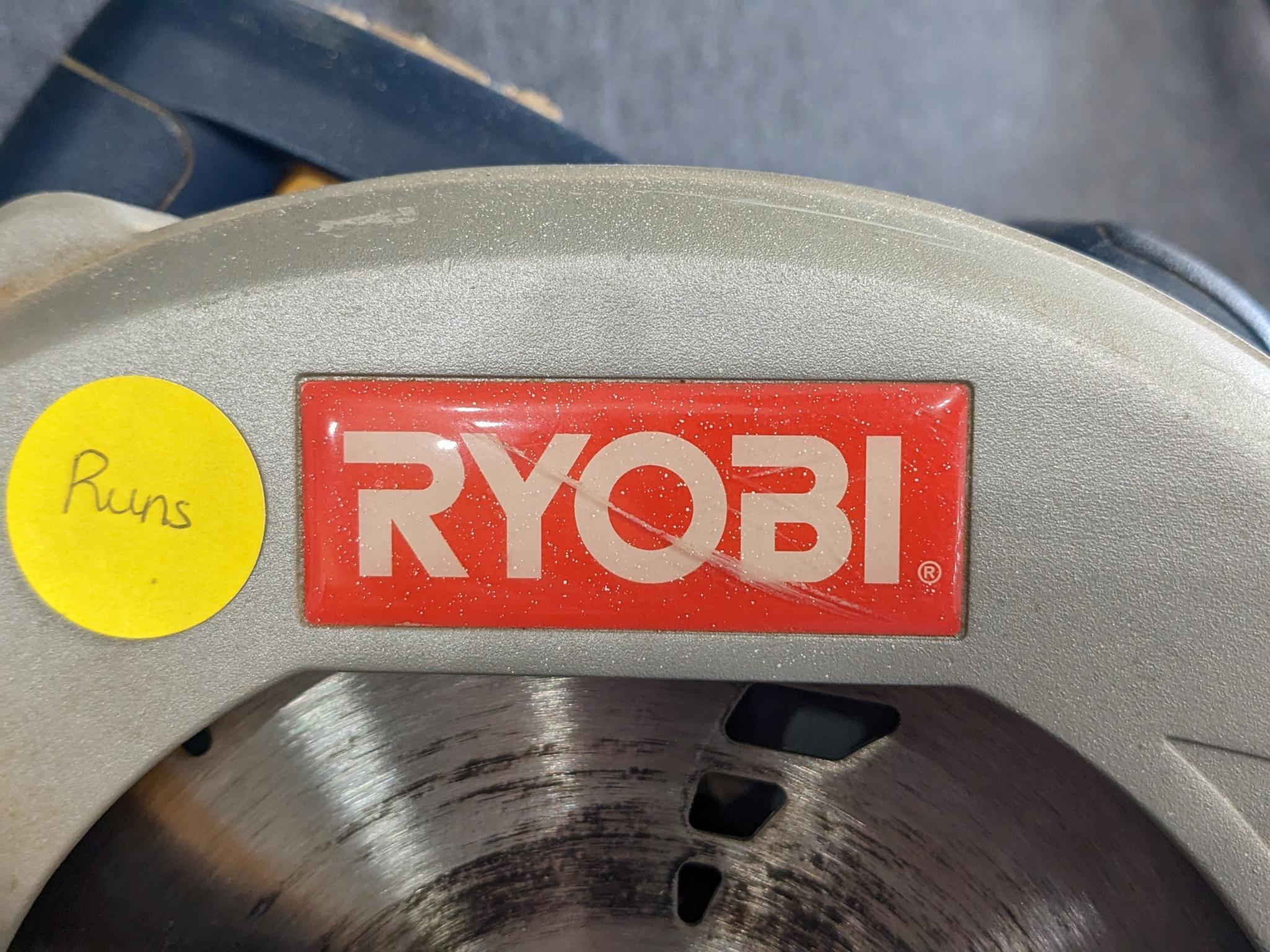 Ryobi 12amp 7-1/4" circular saw model CSB121 has a carbide blade, runs, and includes two extra