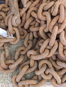 20' of 3/8" chain with 2 grab hooks, no repairs noted.