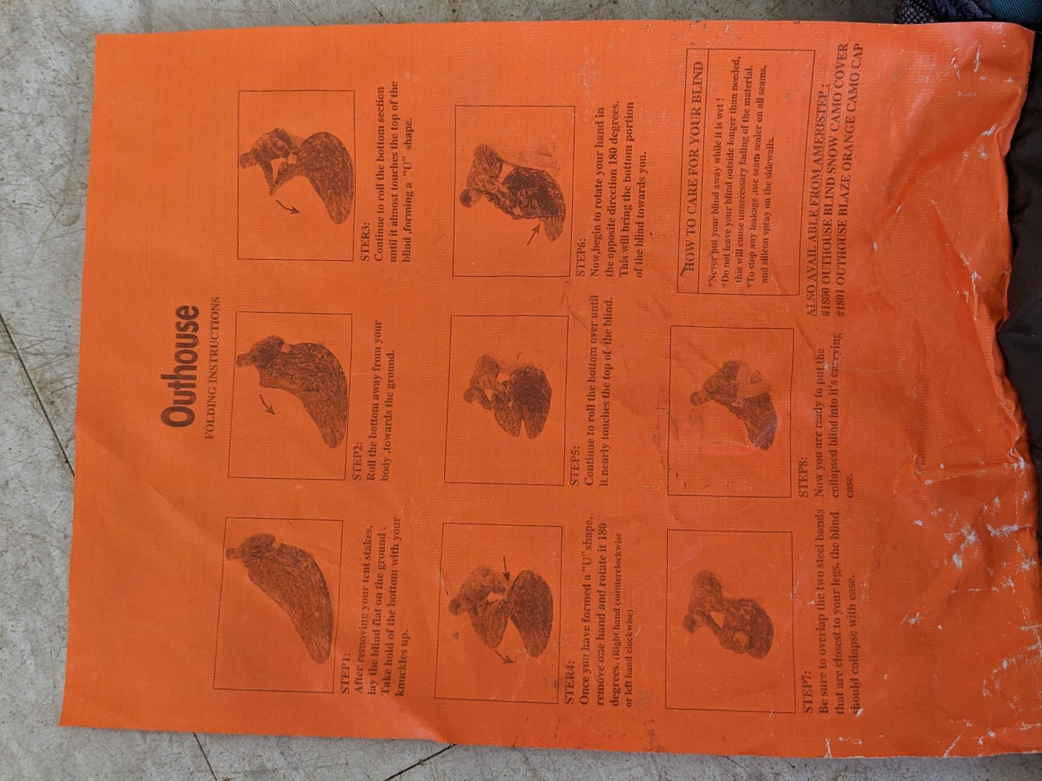 Ameristep outhouse hunting blind, is in overall very good condition, comes with carry bag, has its