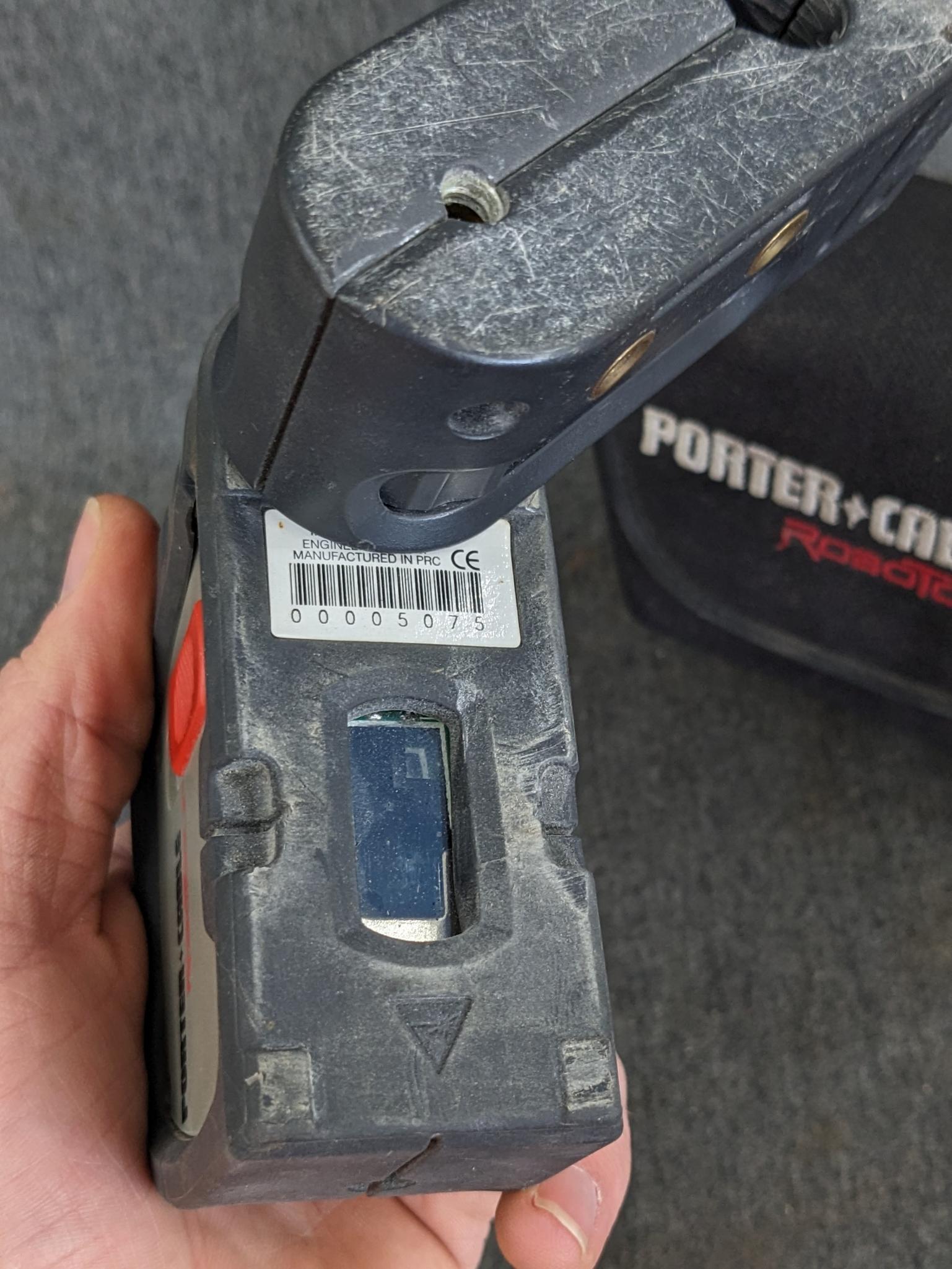 Porter Cable RoboToolz 3 beam self leveling laser level. Appears in good condition, comes with a