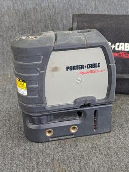 Porter Cable RoboToolz 3 beam self leveling laser level. Appears in good condition, comes with a