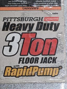 Pittsburg 3-ton rapid jack floor jack, jack has a quick raise and lowers, and is in good condition