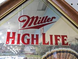 Miller High Life beer mirror, The mirror is in good condition, no chips or scratches noted on frame,