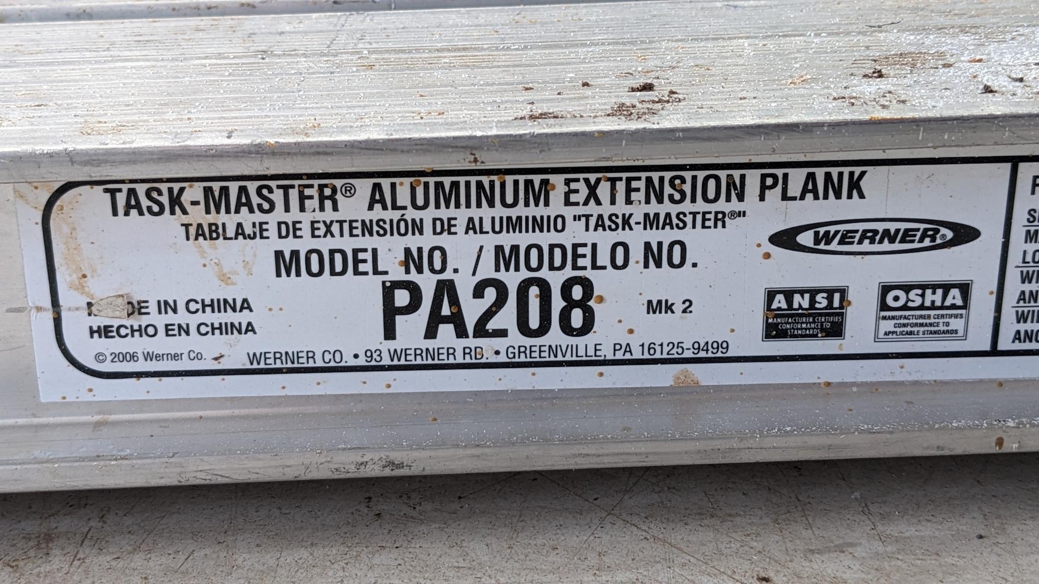 Werner Task-Master aluminum scaffolding extension plank is Model PA208