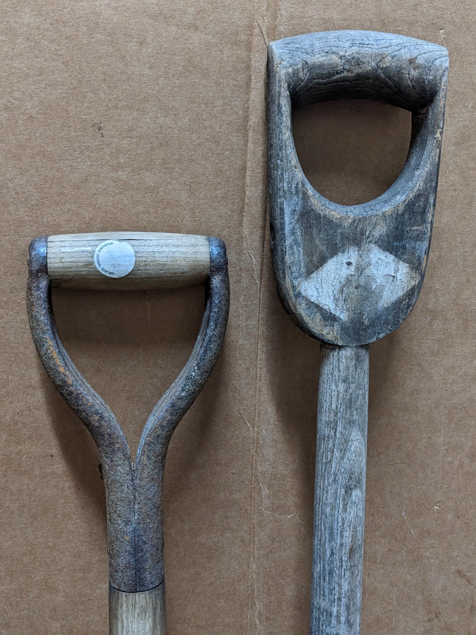 Two potato forks, shovels, more. All the tools have good tight handles.