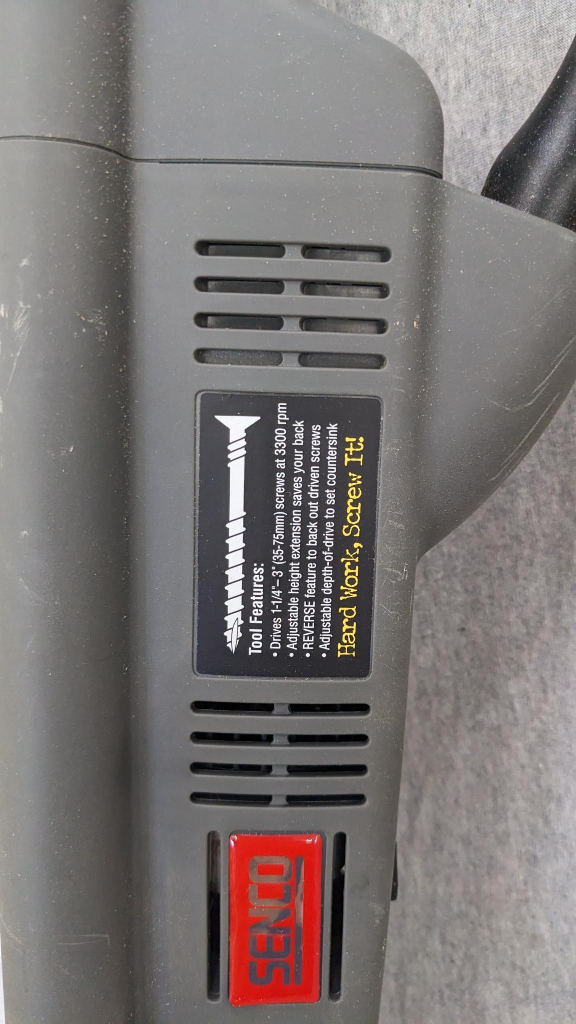 Senco Dura-Spin collated screw driver with box. Model DS300-AC. In good condition, runs. About 31"