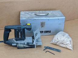 Porter Cable biscuit or joint plate joiner model 555, comes with wrenches, biscuits, and a steel