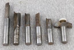 Byrom and other, router bits with 1/2" shaft, widest measures 1-5/8"