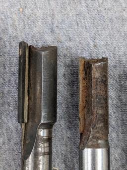 Byrom and other, router bits with 1/2" shaft, widest measures 1-5/8"