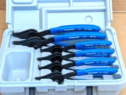 Imperial snap ring plier set incl six pliers and is Model No. IR-090K. In good condition with case.