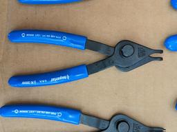 Imperial snap ring plier set incl six pliers and is Model No. IR-090K. In good condition with case.