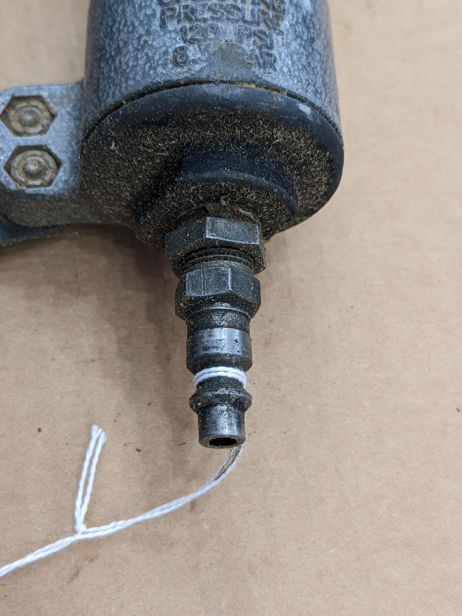 Paslode pneumatic crown stapler, tags are missing but it looks to take staples up to 2" tall.